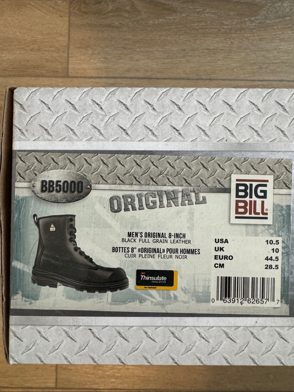 NWT never worn Big Bill BB5000 Men’s 8" Black Full Grain Leather Work Boot Box